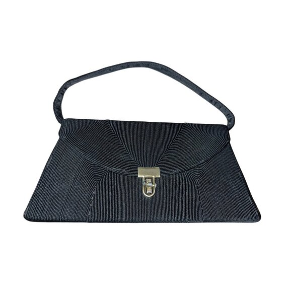 Vintage Annette Cordé Handbag Black Small Evening Bag Used 1940s Style - Picture 14 of 15